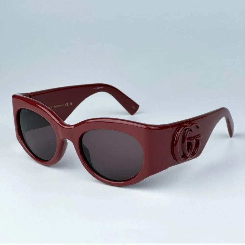 Gucci GG1544S 002 Burgundy Brown Unisex Oval Sunglasses GG 1544S NEW